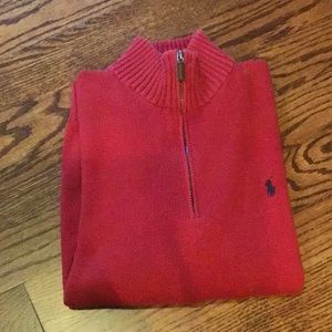 Red 1/4 zip cotton sweater